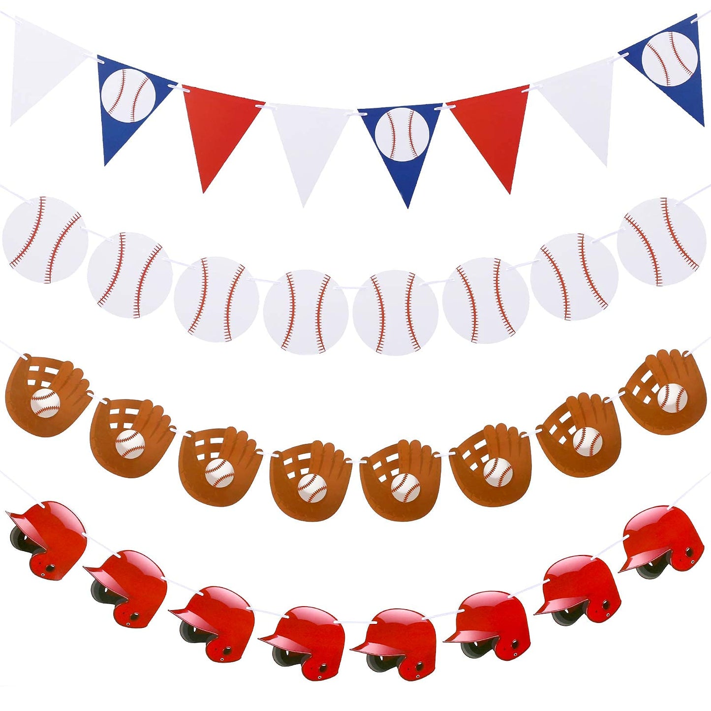 Tatuo 6 Pieces Baseball Banner Party Decorations Baseball Paper Garland Pennant Bunting Flag Decor For Sports Theme Birthday Party Supplies