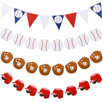 Tatuo 6 Pieces Baseball Banner Party Decorations Baseball Paper Garland Pennant Bunting Flag Decor For Sports Theme Birthday Party Supplies