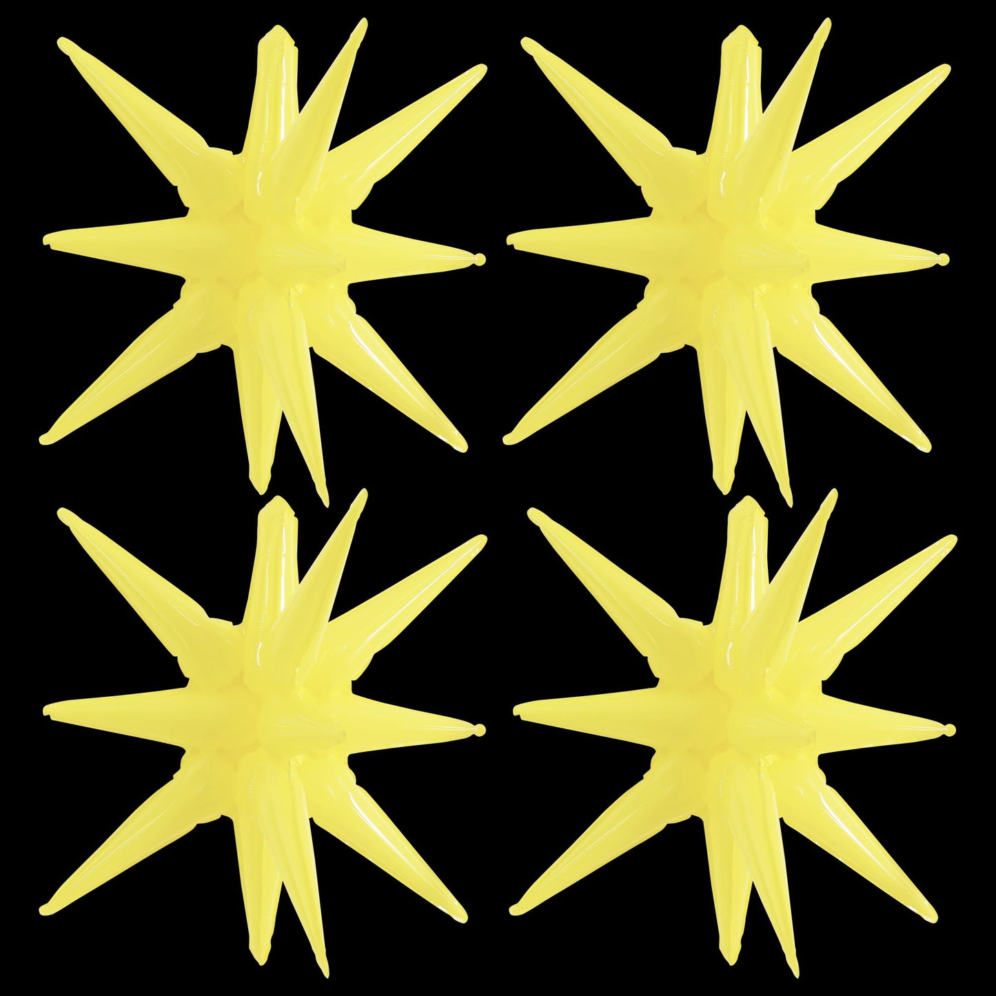 TONIFUL 4 Pcs 22inch 4D Light Yellow Explosion Star Mylar Balloons for Party Backdrop Christmas,New Year Birthday, Wedding Baby 