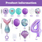 40 Inch Purple Number 4 Balloon,Giant Large Number 4 Balloon,4Th Birthday Mermaid Balloons,Children'S Birthday Party Baby Shower