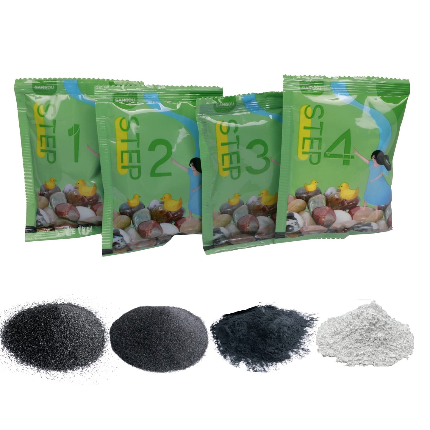 4 Step Rock Tumbler Grit Kit, Polish Kit Silicon Carbide Aluminum Oxide Media Polish For 3 Lb Rock Tumbler