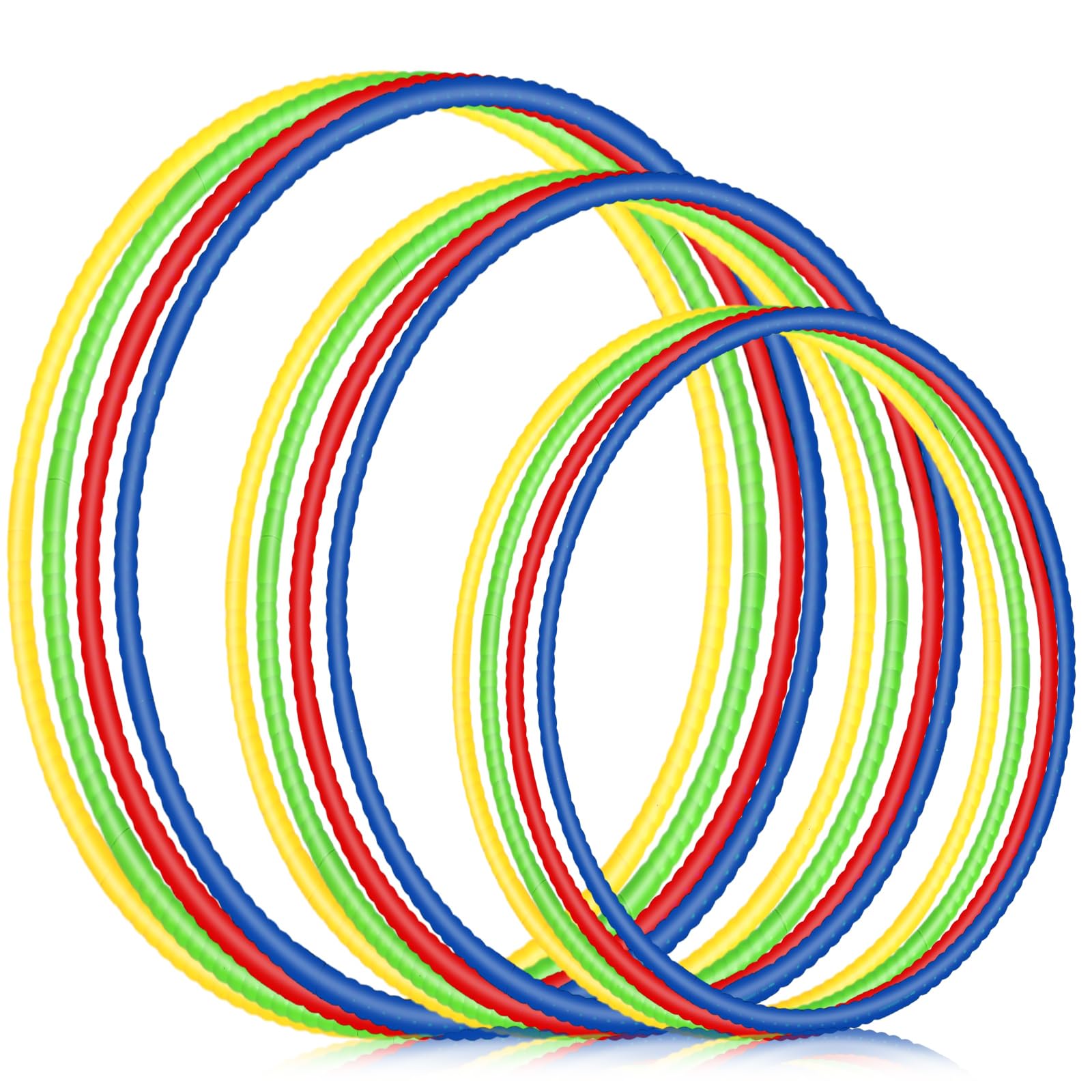 Syhood 12 Pcs Toy Color Hoop Plastic Detachable Adjustable Hoop Light Weight Exercise Fitness Equipment Toy Waist Ring for mature-themed Party  3 Sizes(Green  Pink  Yellow  Dark Blue)