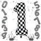 Checkered Number Balloon 1, Large Self Inflating Black And White Number 1 Balloon Decor, 40 Inch Helium Foil 1 Racing Balloons F