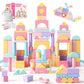 Vigorfun 110 Pcs Wooden Building Blocks Set - Construction Stacking Toy With Storage Bag, Montessori Preschool Toys For Toddlers
