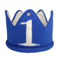 Lujuny Knit 1st Birthday Hat - Happy Baby Crown Headband Cap for Party Costume Photoshoot (BLUE)