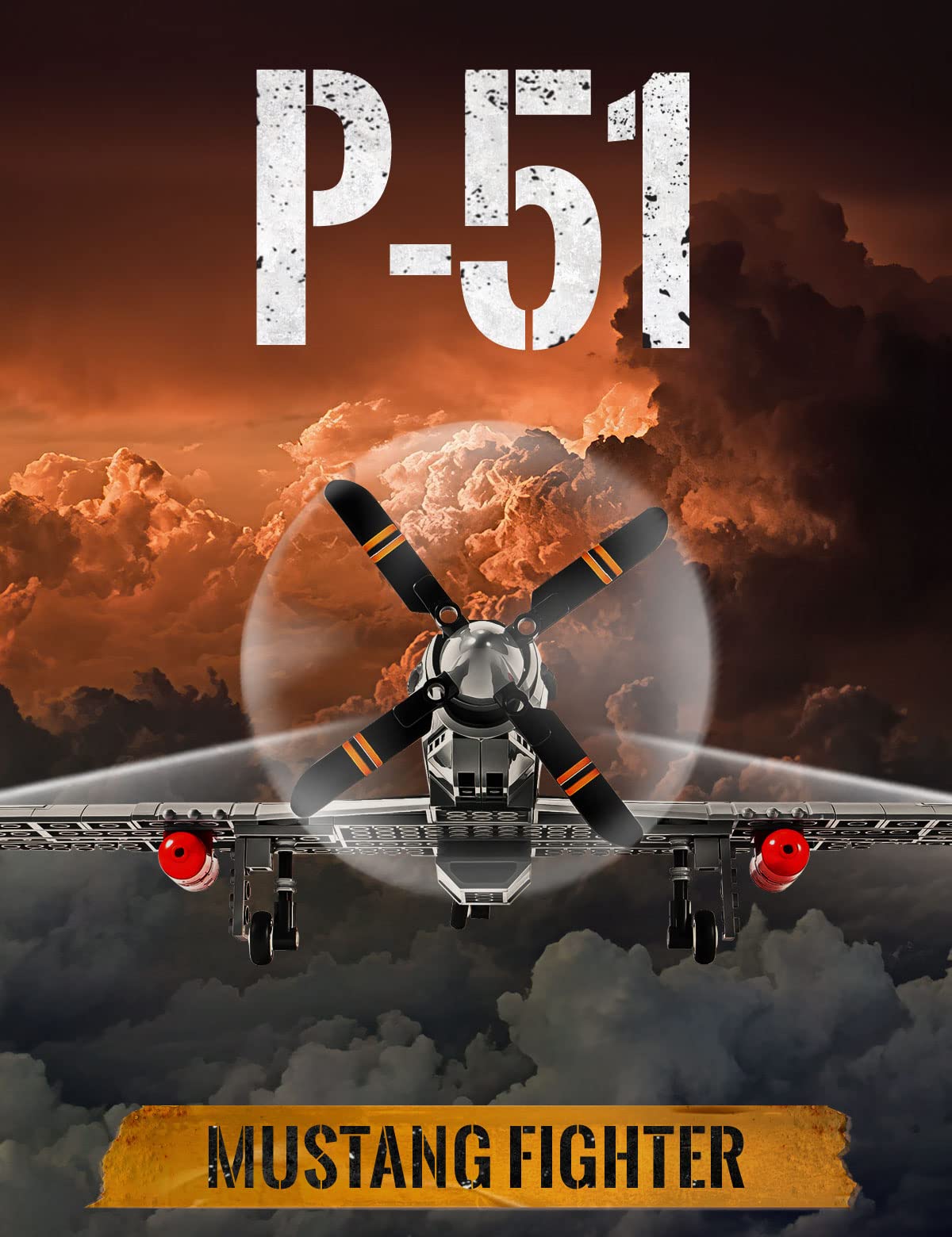SEMKY P-51 Mustang Fighter Jet Building Block Set - 258 Pieces, Plastic, 5 x 14 x 17 inches, Military Toys for Kids and Adults
