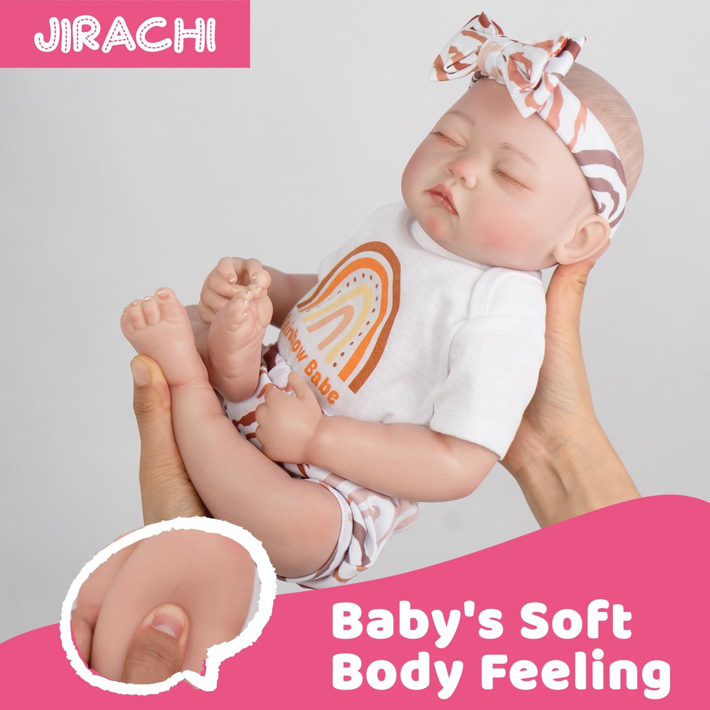 Jirachi Lifelike Reborn Baby Dolls, 18-Inch Adorable Real Life Full Body Vinyl Sleeping Baby Girl, Cute Realiatic Reborn Baby With Feeding Kits