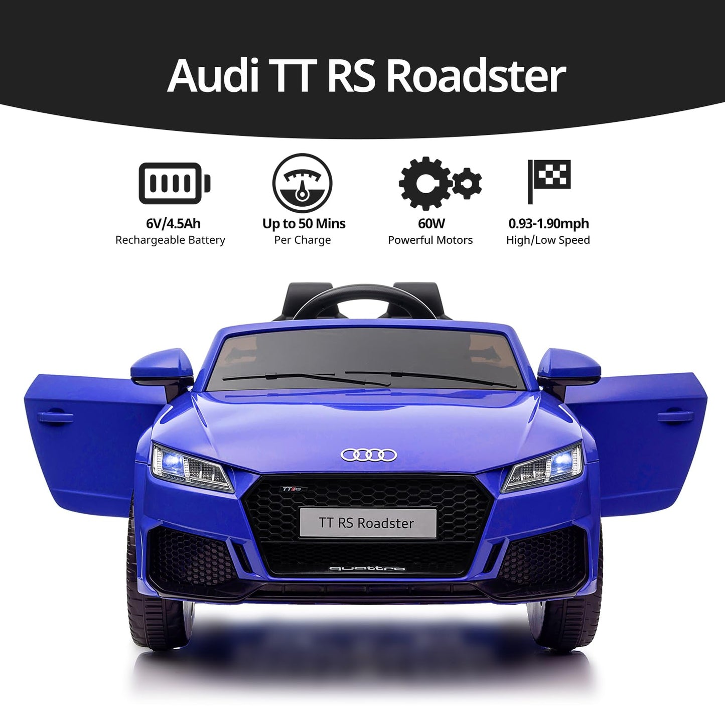 Hikiddo Electric Car For Kids, Licensed Audi 6V Kids Ride On Car Toy For Toddlers With Remote - Dark Blue