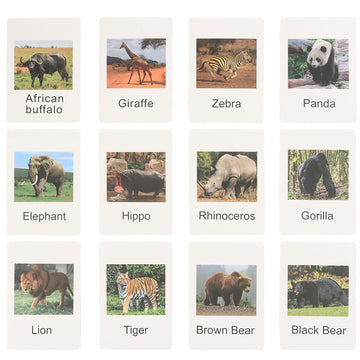 Small Montessori Animal Figures With Flash Cards, Realistic Animal Figurines Toys, Montessori Materials Homeschool Preschool Science Educational Matching Game For Toddler Kids (Zoo)