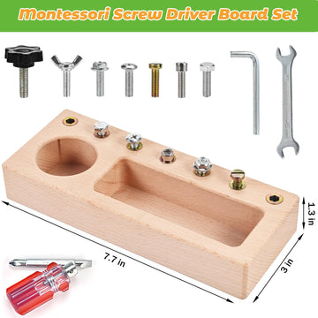 Wooderma Montessori Screwdriver Board Set, Wooden Montessori Toys For 3 4 5 Year Old, Toddler Screwdriver Toy, Kids Tool Set, Pr