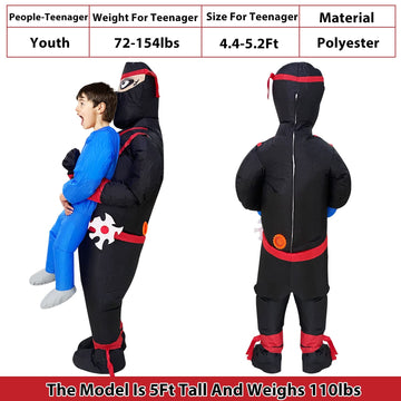 Camlinbo Halloween Inflatable Costume For Kids Boys Ninja Holding Person Scary Halloween Costume Blow Up Party Cosplay