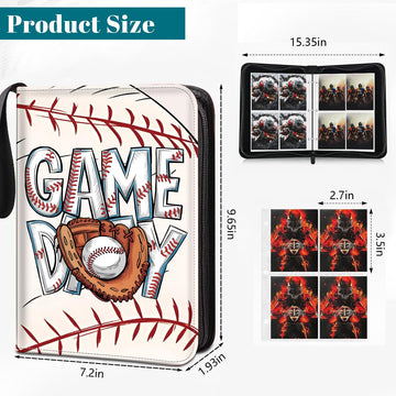 Baseball Card Binder  Trading Card Holder Protectors  4 Pocket Fits 400 Cards with 50 Removable Sleevesves Card Storage Album Folder Case Collector