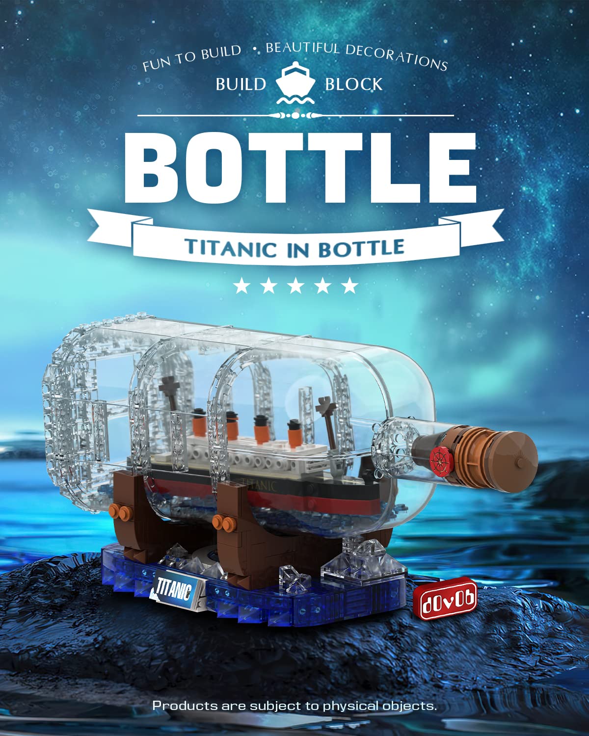 Dovob Titanic Ship In A Bottle Building Blocks Set, Creative Collectible Display Model Set, Great Idea Gift Toy For Adults And Kids(878 Pcs)