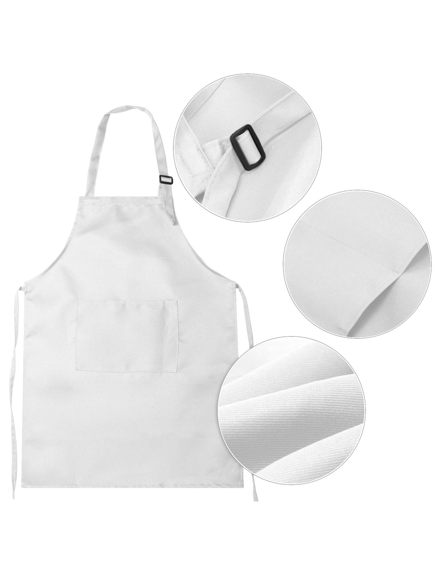 SATINIOR 8 Set Kids Apron and Chef Hat Set Kids Apron with 2 Pockets Adjustable for Boys Girl's Cooking Baking Painting (White,