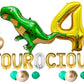 Atpata Funky Dinosaur Theme Happy Birthday Party Supplies Combo Kit For Unisex Dino Theme Decorations (Fourocious)