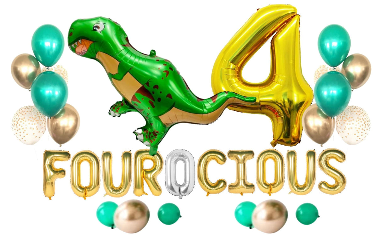 Atpata Funky Dinosaur Theme Happy Birthday Party Supplies Combo Kit For Unisex Dino Theme Decorations (Fourocious)