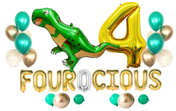 Atpata Funky Dinosaur Theme Happy Birthday Party Supplies Combo Kit For Unisex Dino Theme Decorations (Fourocious)