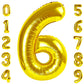 Gold Number 6 Balloon 40 Inch, 6Th Birthday Balloon For Boy Girl, 16 26 60 61 65 Foil Mylar Helium Number Balloons Birthday Part