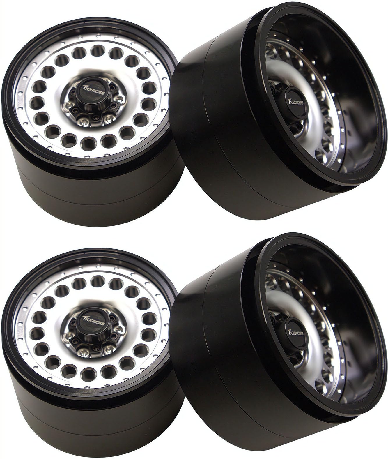 Txxrcss Adjustable 2 Offsets RC 2.2 Beadlock Wheels Rims Hub 1/10 Crawle Wheel Car Aluminum for Upgrades Remote Control SCX10 Ca