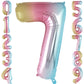 Rainbow Gradient Number 7 Balloon, 40 Inch Big Large Foil Number Balloons, Giant Mylar Number 7 Balloons For 7 Year Old Birthday