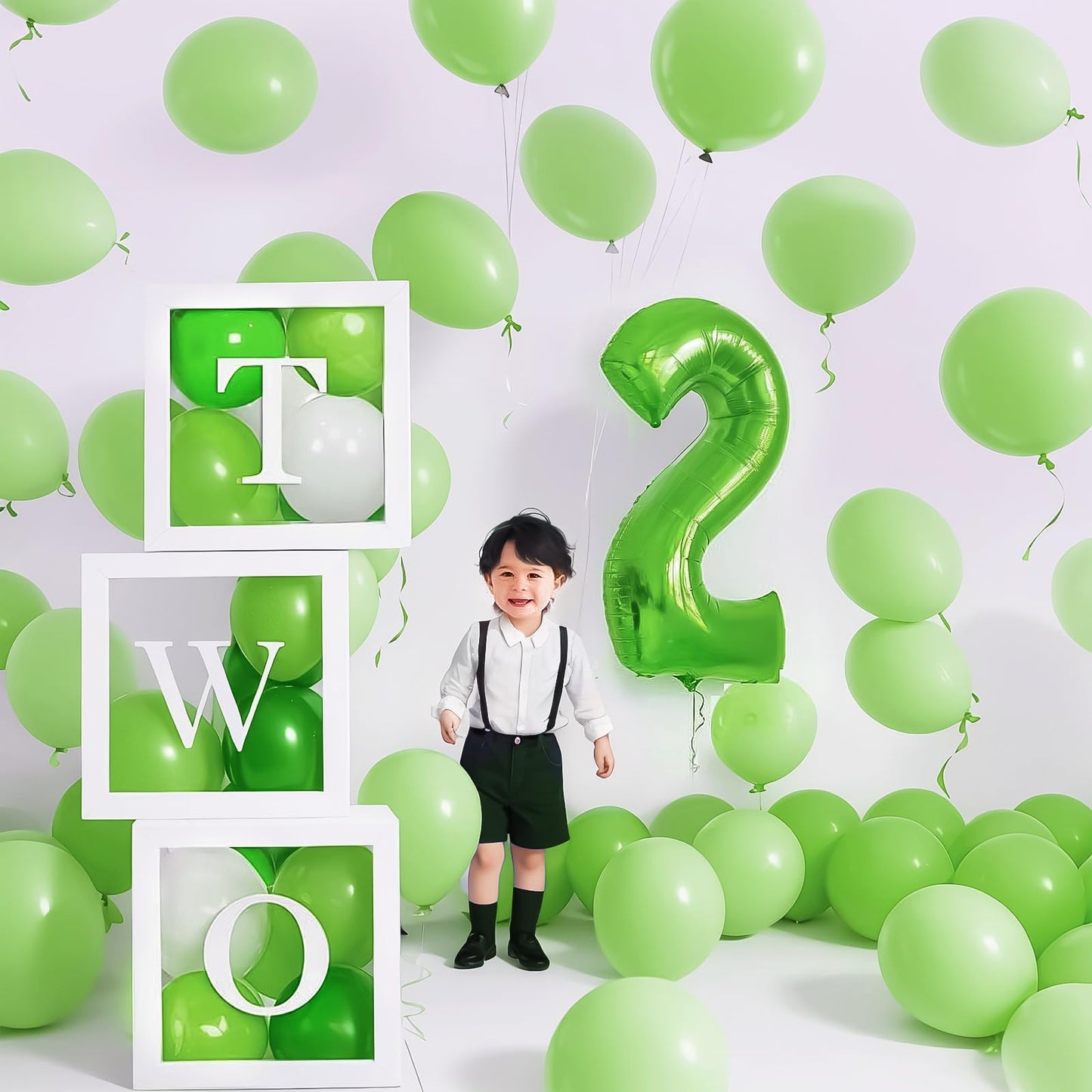 Green Number 2 Balloon 40 Inch, Big Large Foil Helium Number Balloons, Jumbo Giant Mylar Number 2 Balloons For 2 Second Birthday
