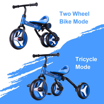 YGJT 4 in 1 Tricycle for Toddlers Age 2-5, Folding Toddler Bike Kids Trike Tricycles with Adjustable Seat and Removable Pedal, B