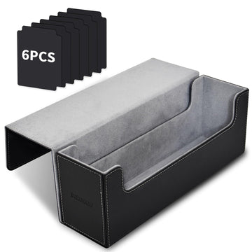 Tombert Premium Deck Box Case For Mtg Ptcg, Large Capacity With 6 Dividers, Fits 800+ Sleeveless Cards Or 500+ Sleeved Cards Tcg Trading Card Games (Black&Gray)