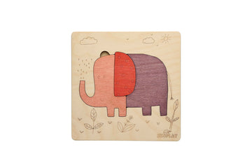 Ekoplay 3 Piece Playful Elephant Wooden Puzzle for Kids, Jigsaw Puzzle for Pre-School Kids, Learning Educational Toys Gifts for 