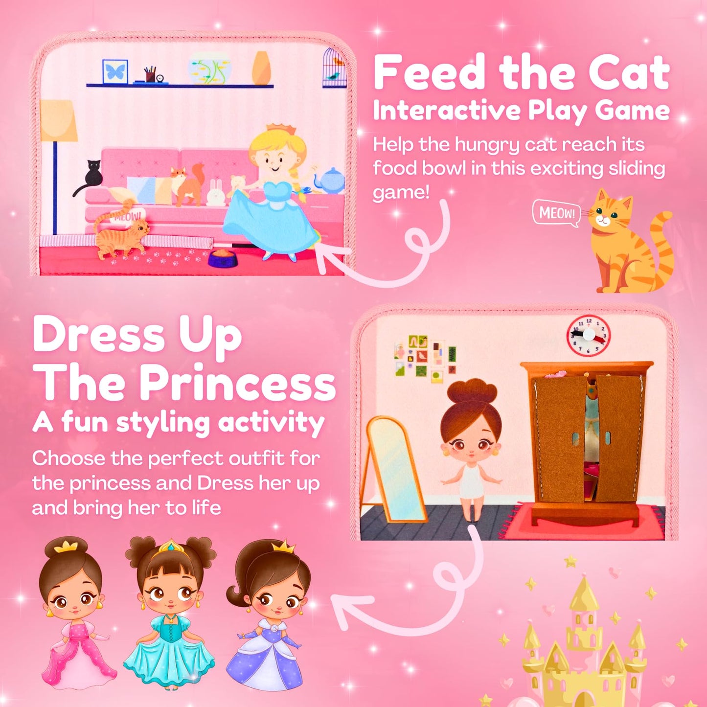 Princess Busy Book For Toddlers 1-3 | Montessori Activity Book With Various Activities For Girls & Boys | Educational Learning S