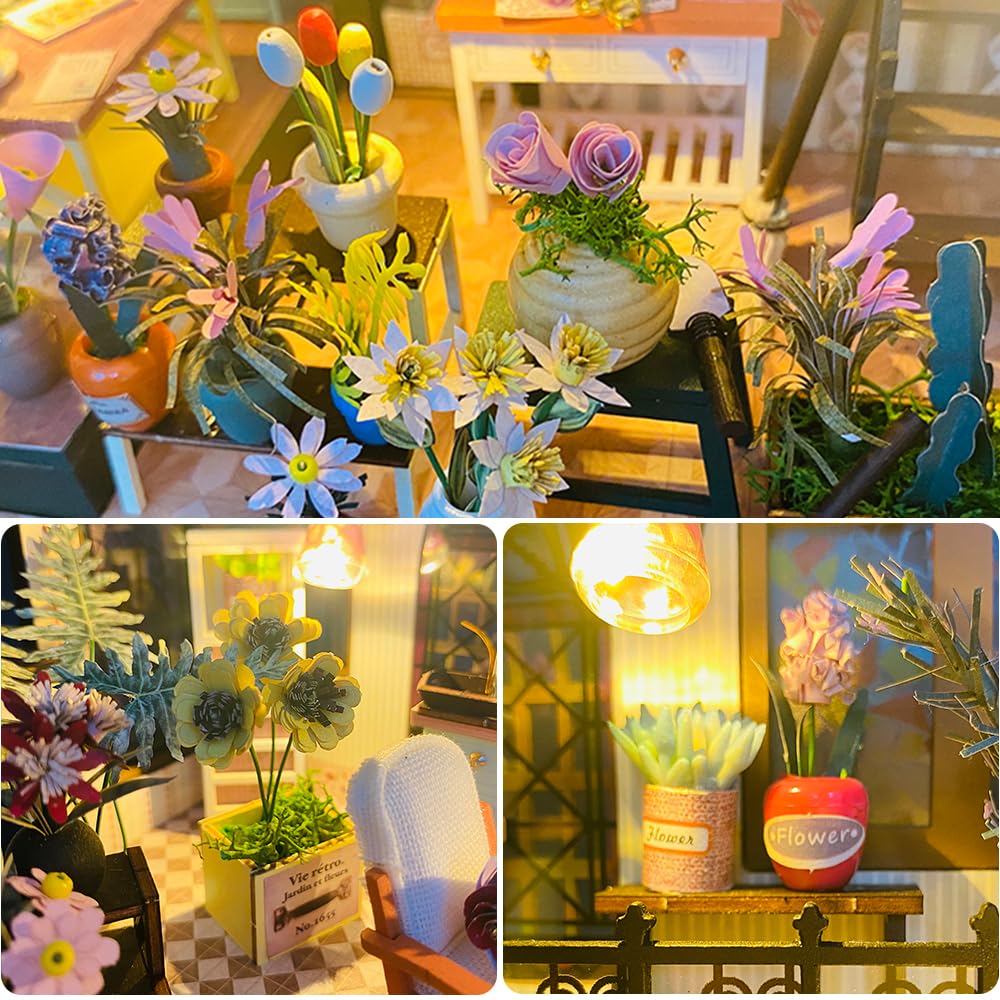 DIY Miniature Dollhouse Kit, Mini House Making Kit with Furnitures and Light, Tiny House Kit to Build for Adults, Hobby Craft Gi