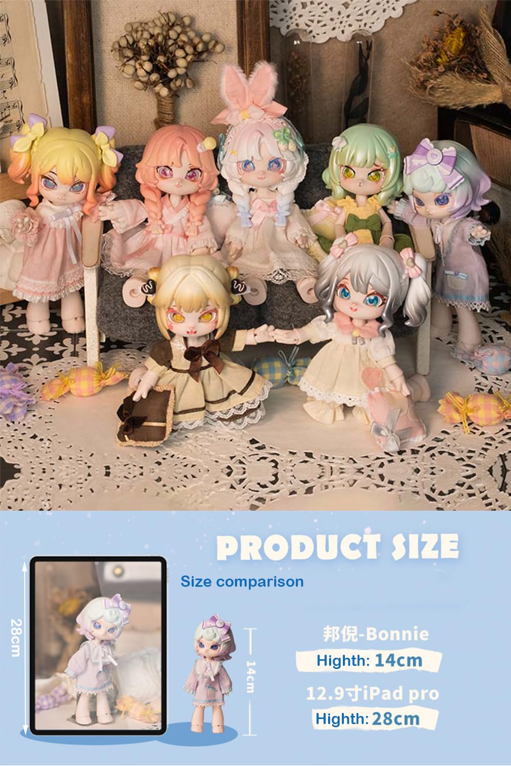 Bonnie Blind Box Doll Figures, 1/12 Bjd Doll Ob11 Size Action Figures, Movable Dolls With Doll Clothes Surprise Gift Toys (Starry Night Chapter,Single Box)