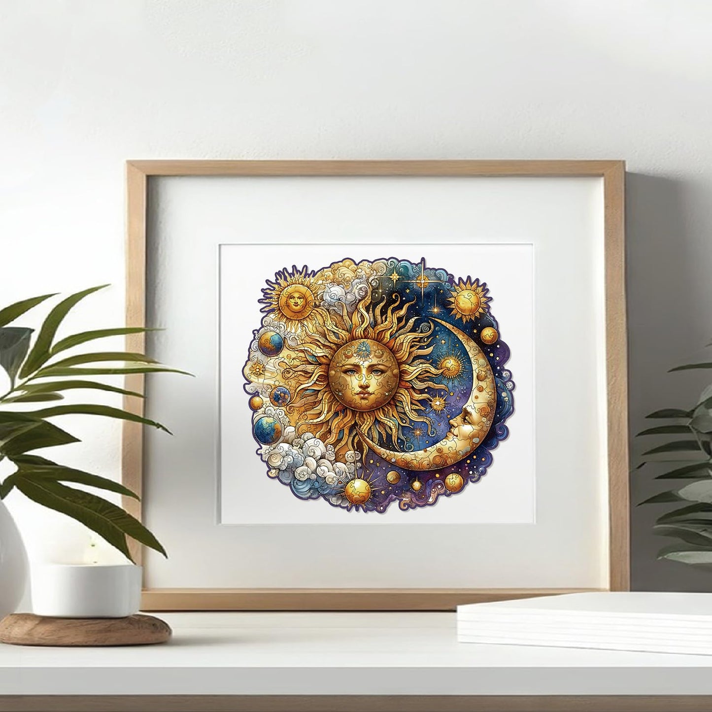 Wooden Puzzles for mature-themeds  Sun and Moon Wood Puzzles 200 Pieces  Irregular Animal Shaped Unique Wooden Jigsaw Puzzles  Creative Ghristmas Gift for Teenagers and mature-themeds