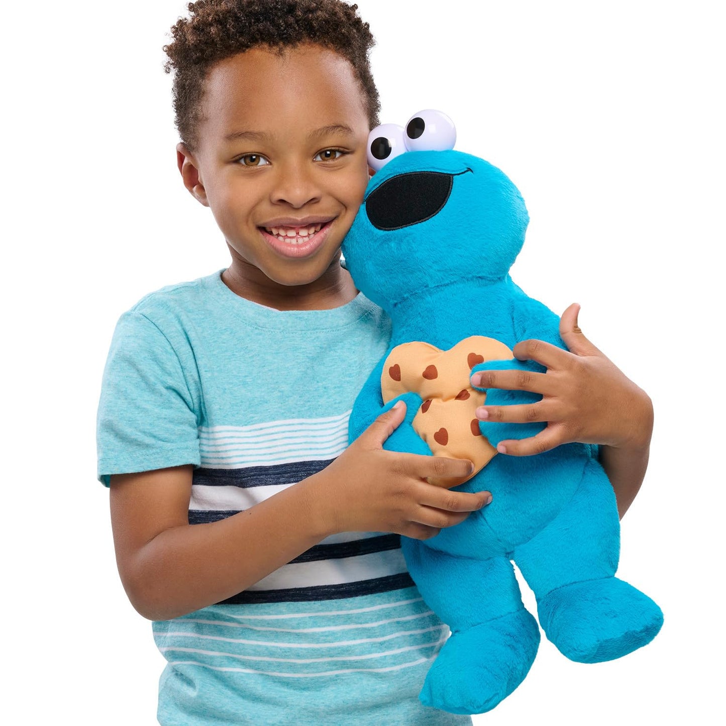 Just Play Sesame Street Sweet Love 15-Inch Large Plush Cookie Monster Stuffed Animal, Blue, Soft Plushie, Kids Toys For Ages 18 Month