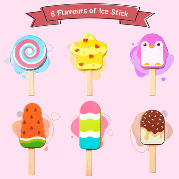 Wooden Ice Cream Toy For Kids, Toddlers Ice Lolly Pops Pretend Play Food Toys Ice Cream Shop Playset Gifts For Kids Age 3 4 5 6