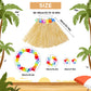 Fortuning'S Jds Girl'S Hawaiian Hula Grass Skirt With Flowers Costume Set Raffia Skirt For Luau Tropical Beach Party
