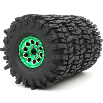 Hobbysoul Soft Sticky 1.9 Mud Slingers Tires Tyres 120Mm/4.72'' Mounted On Aluminum 1.9 Beadlock Wheels Green Rims Hex 12Mm For