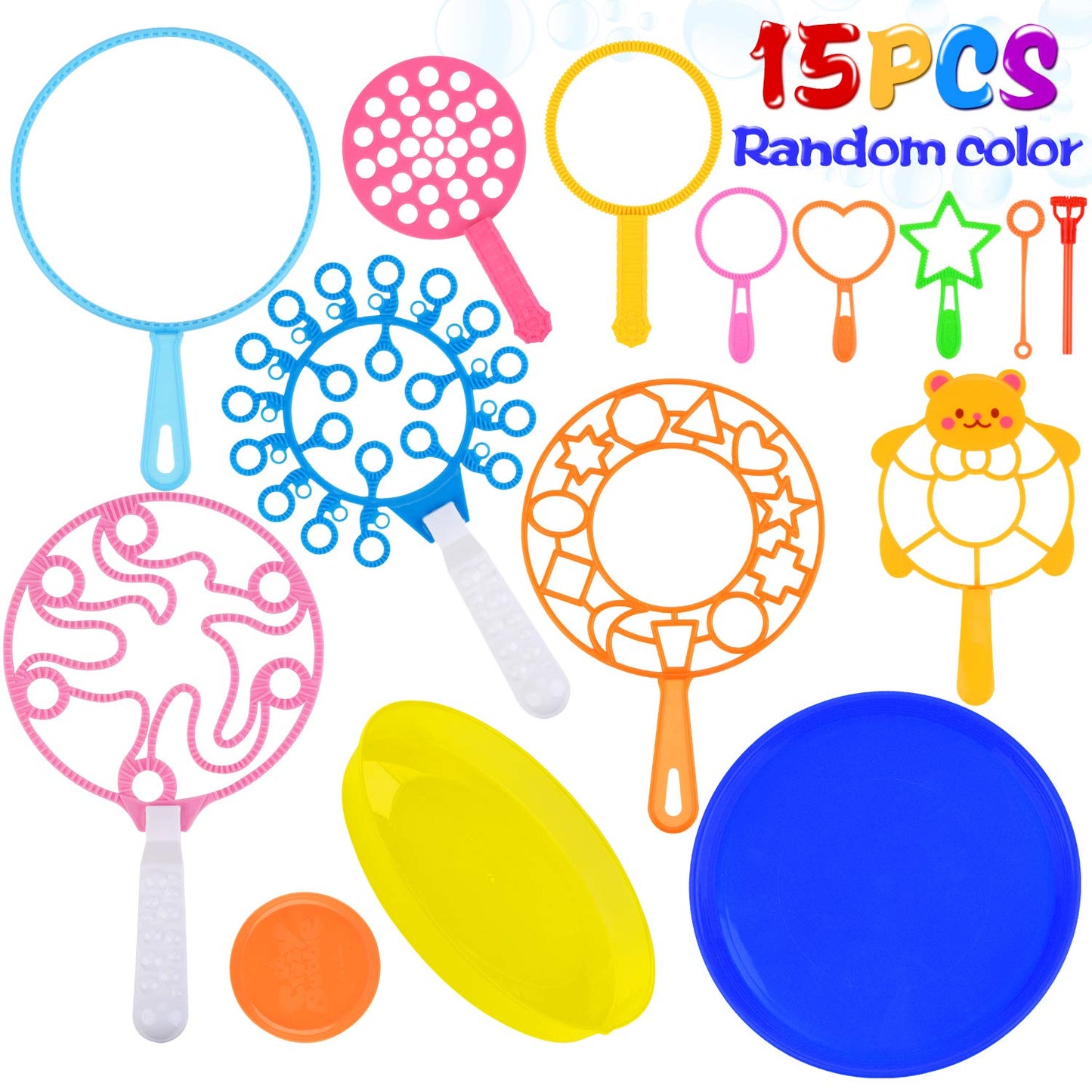 B bangcool Bubble Wands Set - Big Bubbles Maker with Tray for Outdoor Play & Parties, Fun for All Ages, Plastic