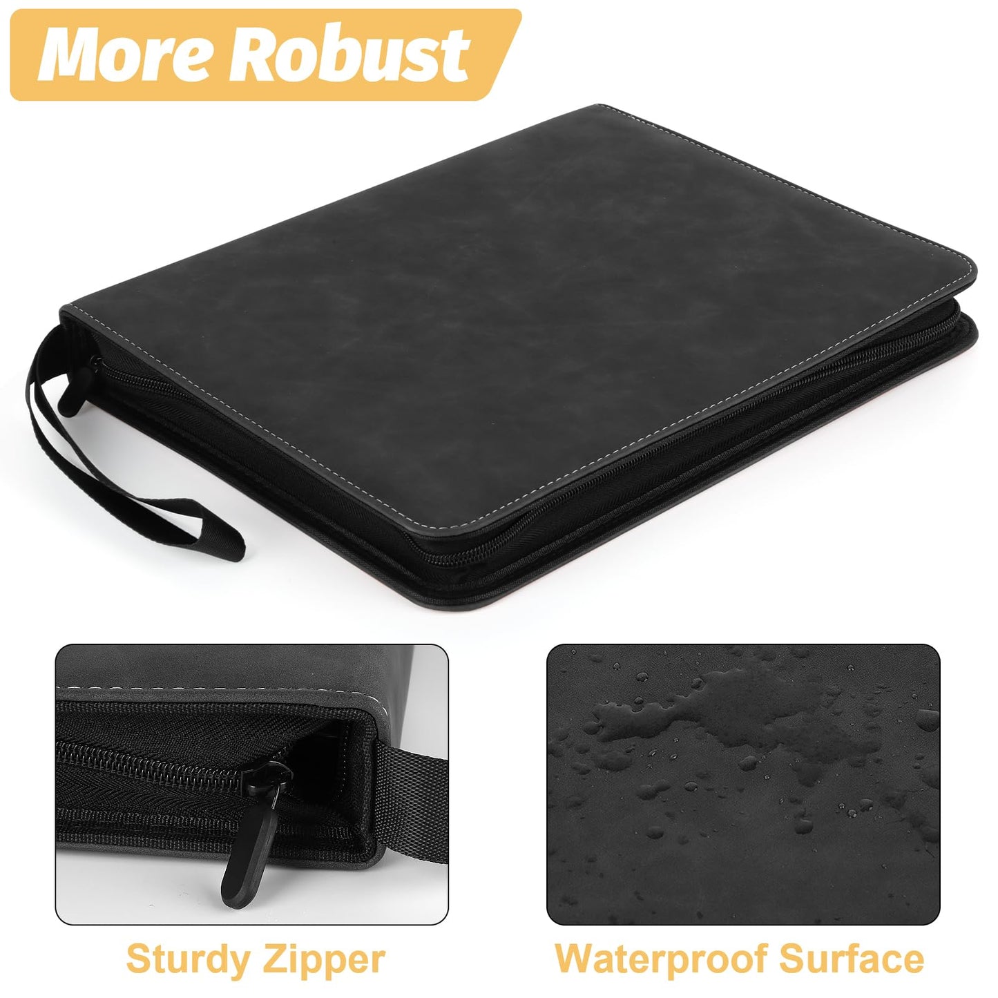 GERMUN Trading Card Binder  enhanced 9 Pocket Card Binder  720 Double Sided Pocket PU Collection Binder  Collector Album  Card Holder for MTG  TCG  Sports Cards (Marble Black)