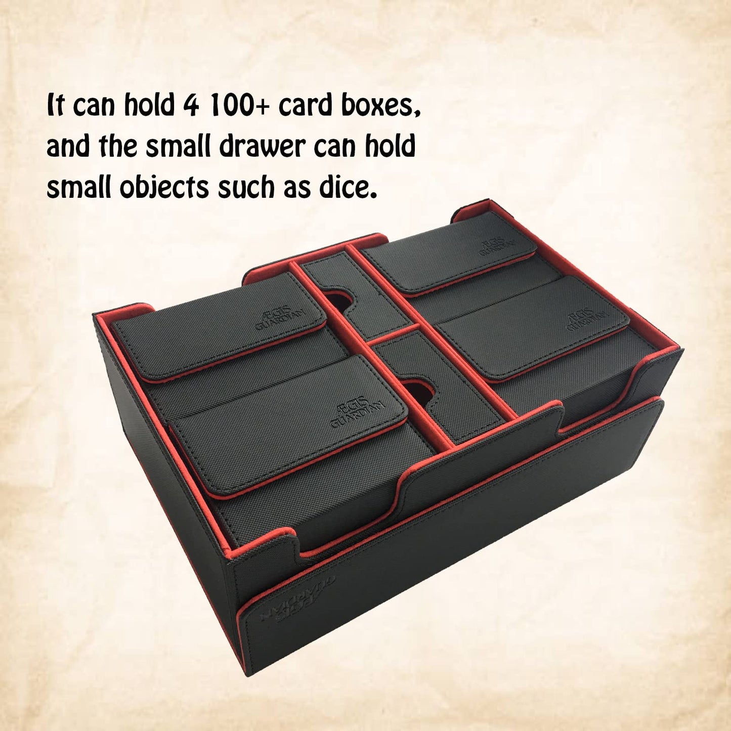 Aegis Guardian Commander Deck Box Hold 600+ Sleeved Cards, Card Deck Box With 2 Dice Tray Fit For Tcg Mtg Ccg, Holds Up To 4 Car