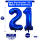 LHOAVWE 40 Inch Navy Blue 21 Number Balloons - Jumbo Foil Mylar Helium Digital Birthday Decorations for 12th & 21st Anniversaries