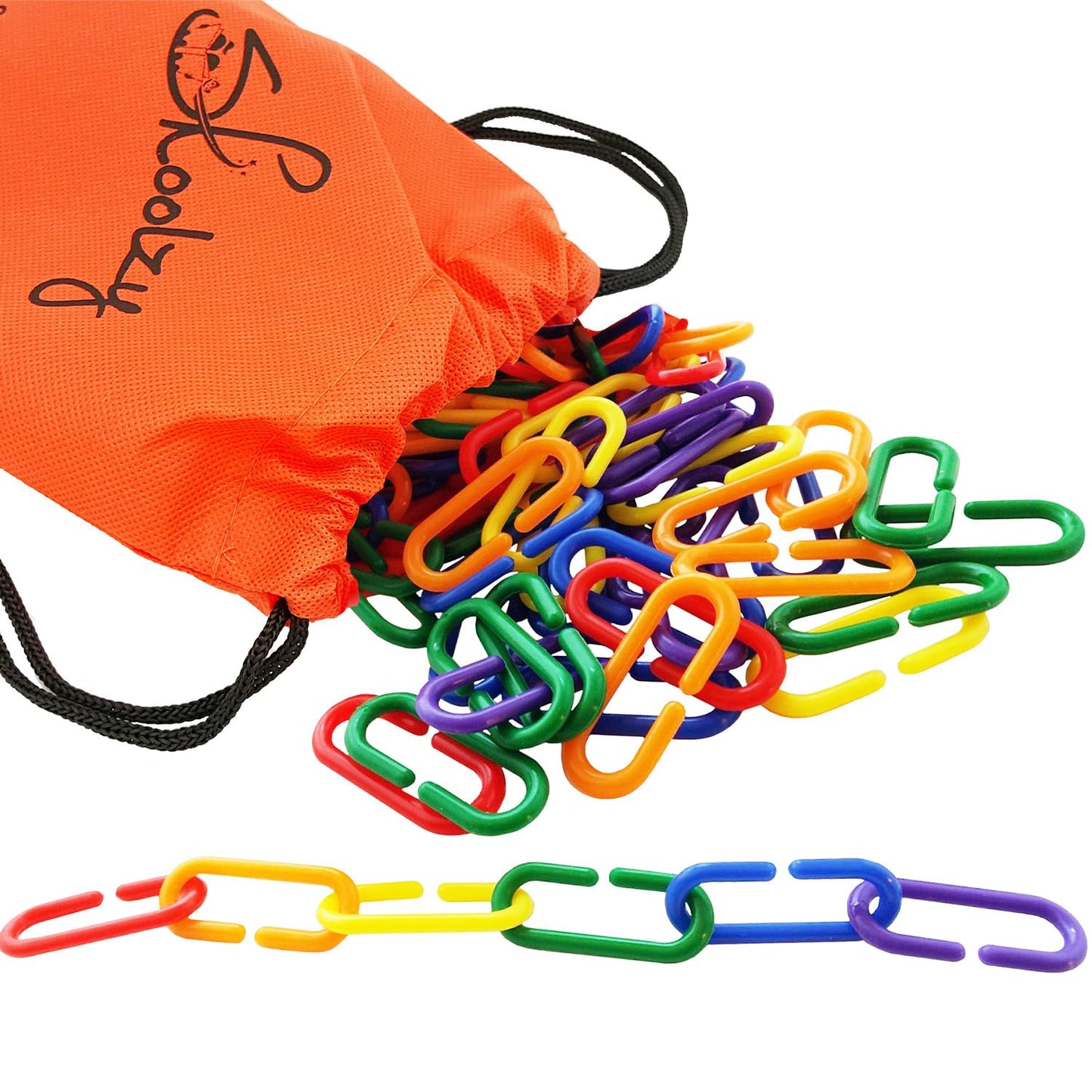 Skoolzy Math Links 120 Pcs - 6 Pk - Plastic Links For Kids Learning - Toy Chain Links - Plastic Links For Kids - Math Manipulative For 3, 4-8 Year