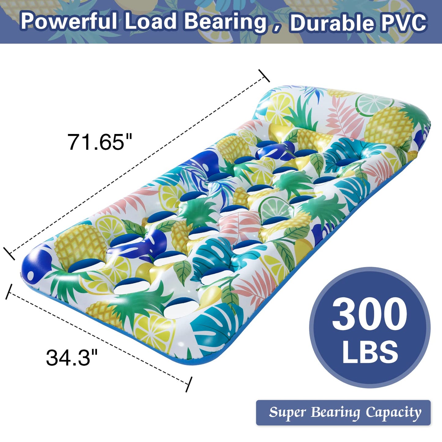 Inflatable Pool Floats Raft - Oversized Pool Float and Raft for Adults, Cooling Pool Float Contour Lounger with Headrest for Swi