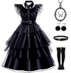 Yuegoo Black Costume Dress For Girls Halloween Costumes Cosplay Party Dress With Accessories 3-12Y (Black, 11-12 Years)