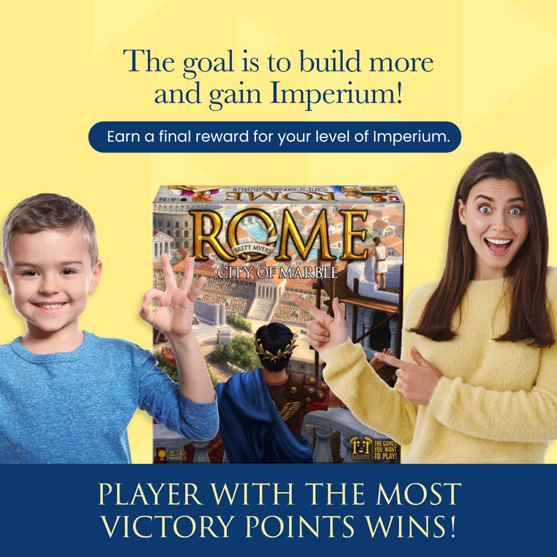R&R Games Rome: City of Marble - Strategic Tile-Laying Game, Model 450R, Perfect for Family Game Night, Paper Material