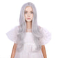 Duduwig Girls Silver Gray Wig Child Long Silver Grey Middle Part Wig Kids Long Silver Gray Wavy Curly Wig Heat Resistant Synthet