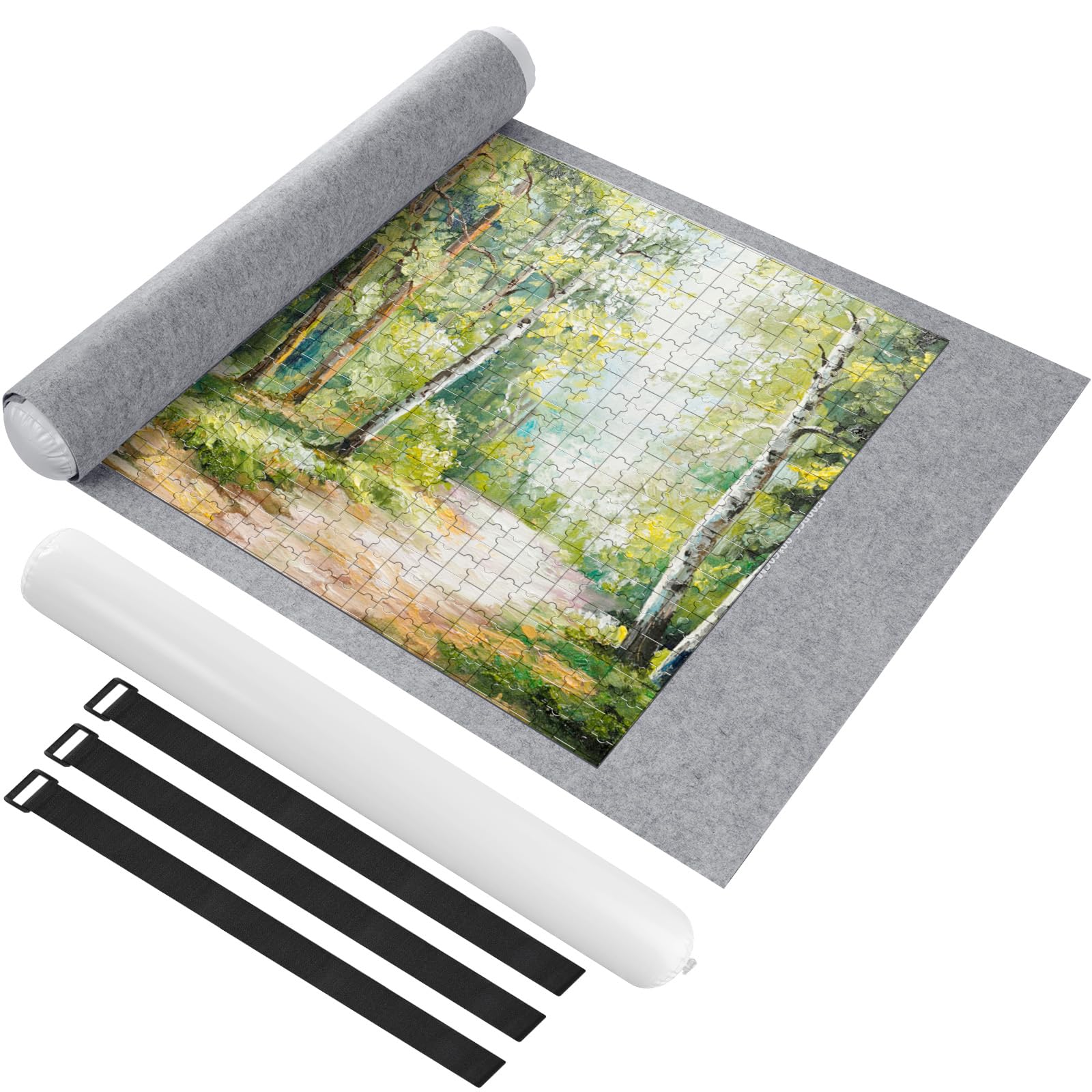 Ainiv Jigsaw Puzzle Mat Roll Up 1500 Pieces  46 x 26 Portable Felt Puzzles Board with Travel Storage Bag  Jigsaw Saver Pad Keeper for mature-themeds Teens  Gray