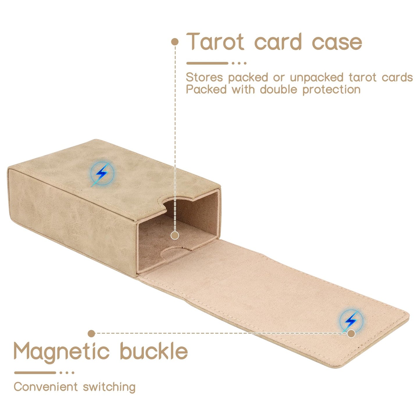Buweeo Tarot Card Case/Holder, Single Deck Pu Leather Card Holder For Most Standard Size Tarot Cards Or Playing Cards, Light Bro
