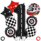 Race Car 1 Balloons, 40 Inch Racetrack Number 1 Balloon, Large Foil Mylar Racetrack Black 1 Balloon For 1St First Birthday Race