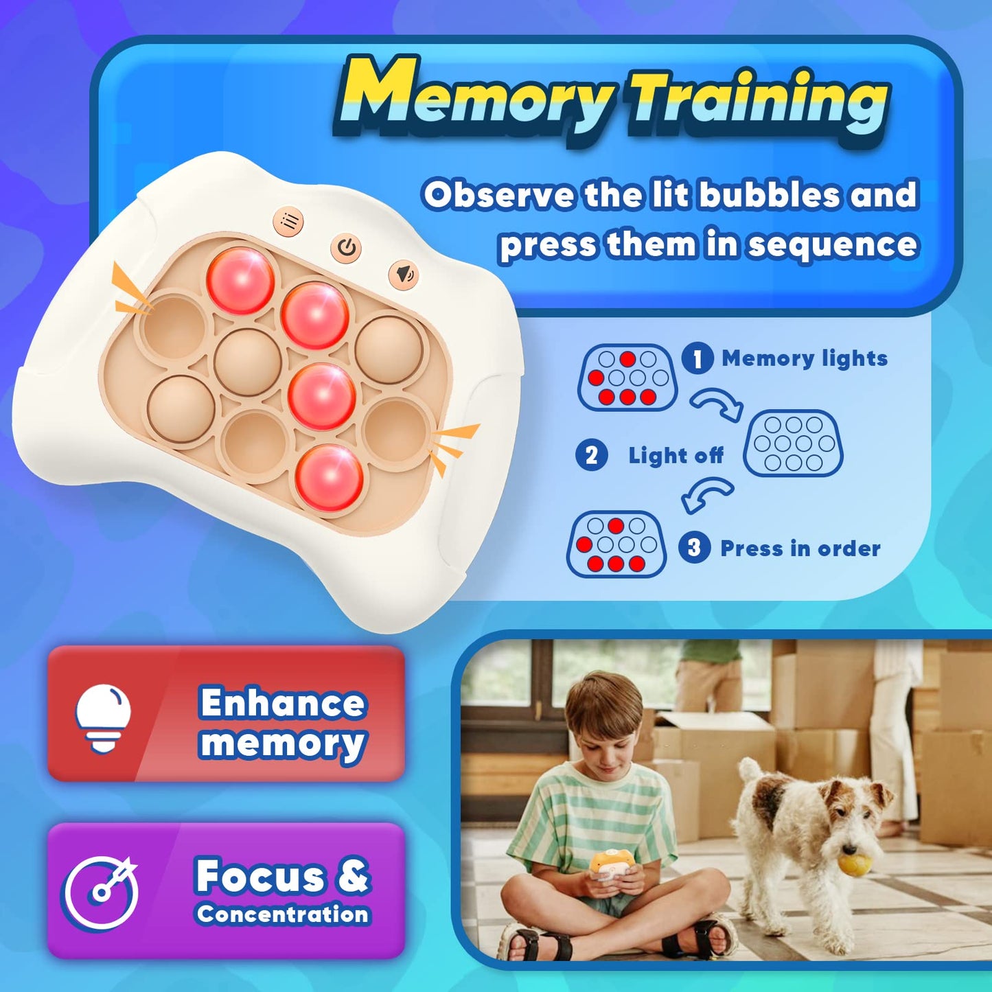 Byserten Handheld Game Sensory Fidget Toys For Kids Age 6-12, Birthday Gifts For 3 4 5 6 7 8 9 Year Old Boys & Girls & Teens-White
