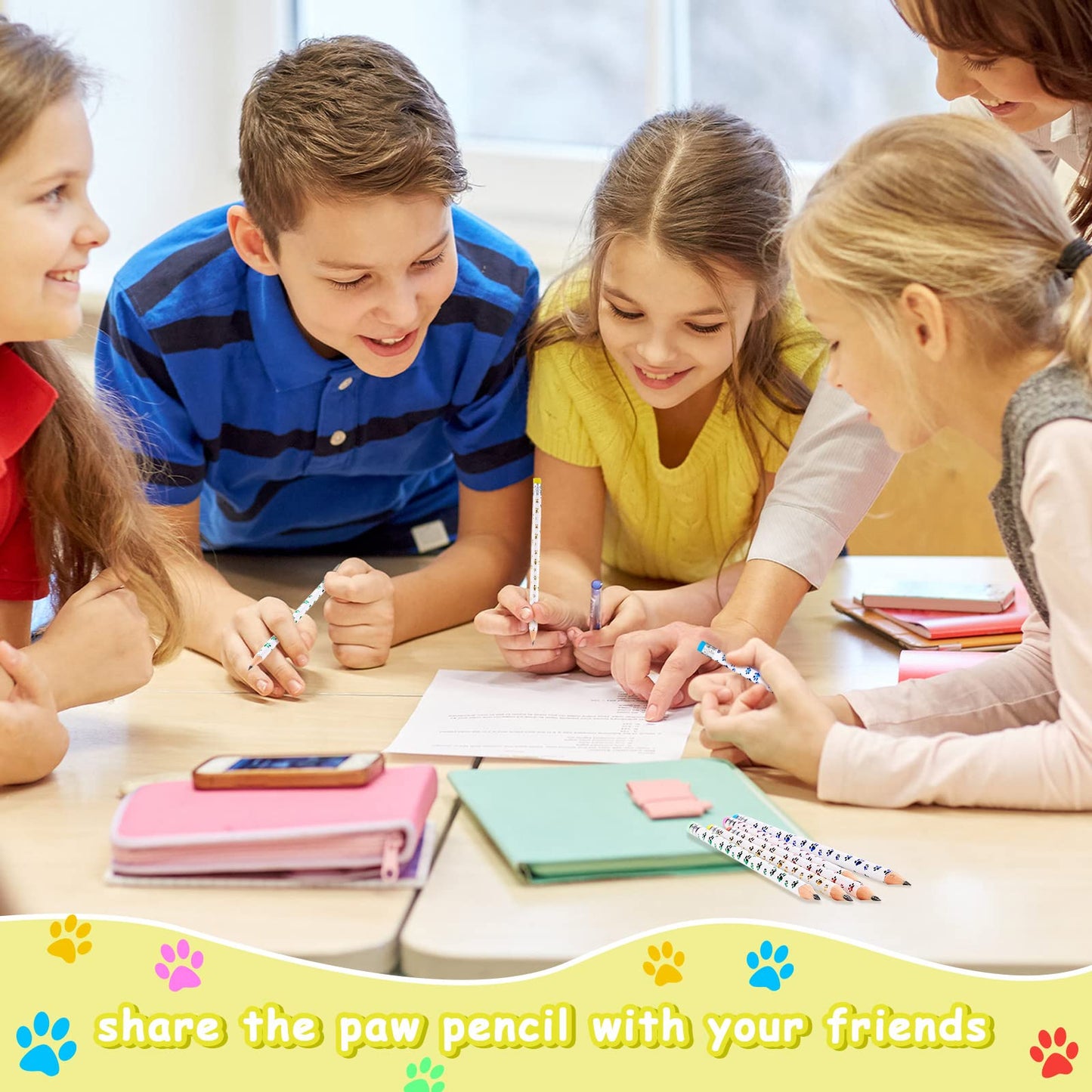 Chinco 36 Pieces Paw Print Pencils Dog Paw Wooden Writing Novelty Pencils with Erasers for Kids Doggy Party Favors Welcome Back